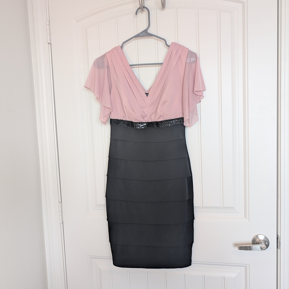 Enfocus Studio Pink and Black Pencil Skirt Knee-Length Cocktail Dress Size 4